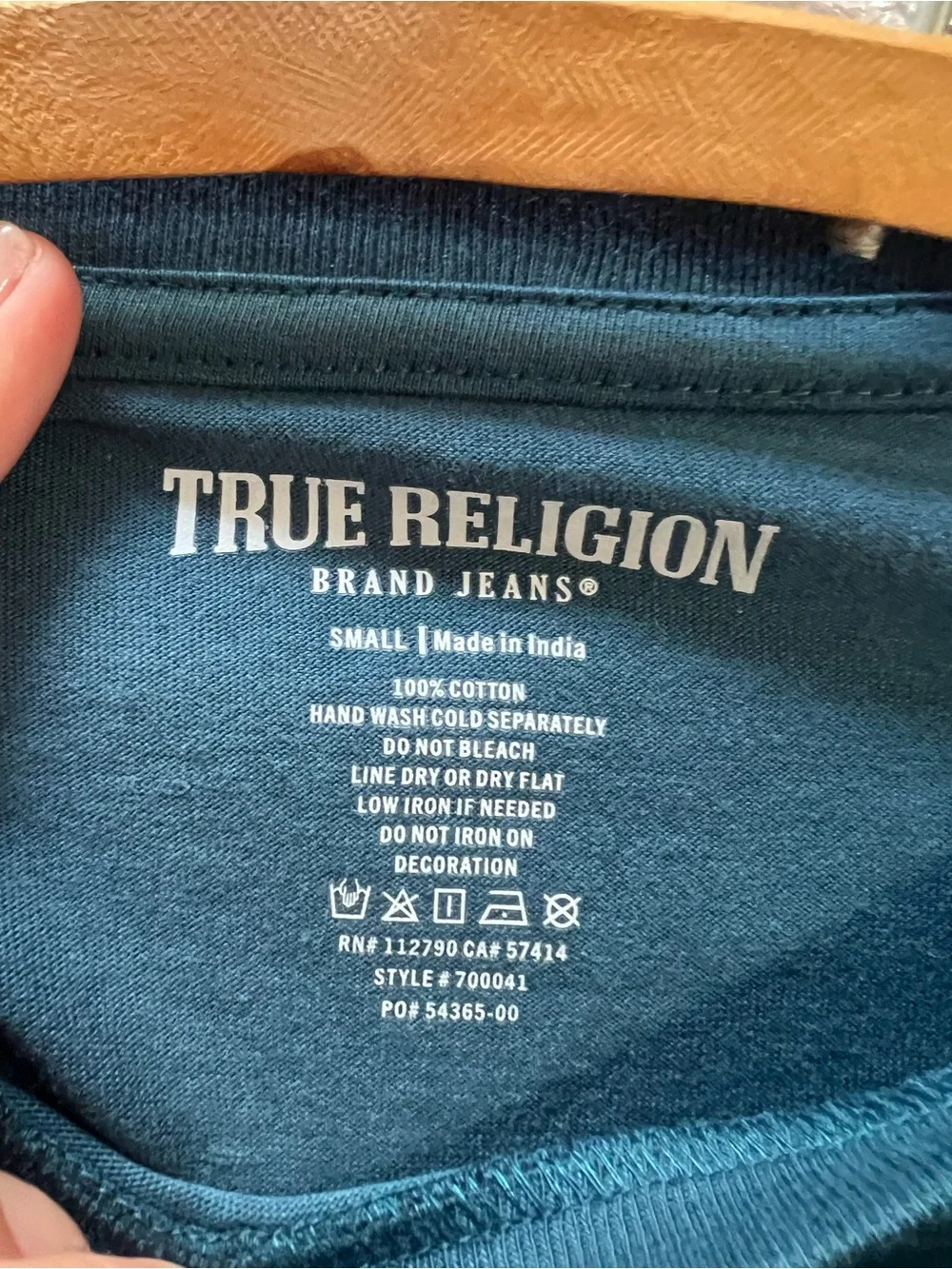 True Religion Teal Graphic Short Sleeve Tee with Gold Print